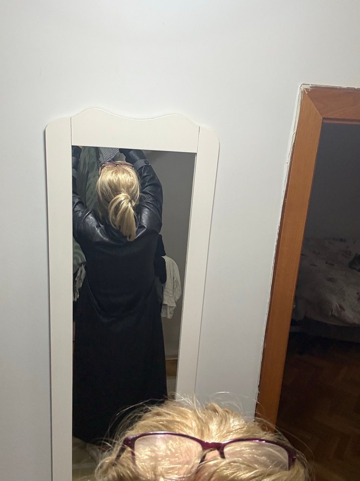 Siyah Suni Deri ,Yandan düğme detaylı Uzun Trençkot - Görsel 5