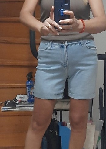 Açık Mavi Mini Denim Şort