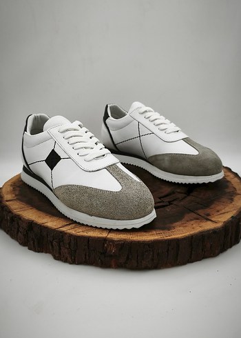 Gri Detaylı Beyaz Erkek Spor Ayakkabı - Görsel 4