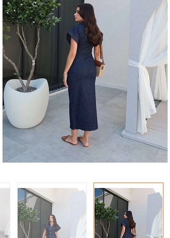 Trendyol & Milla Düğmeli Lacivert Denim Uzun Elbise