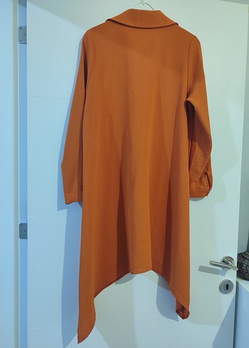 Düğmeli Uzun Kahverengi Kadın Tunik - Görsel 2