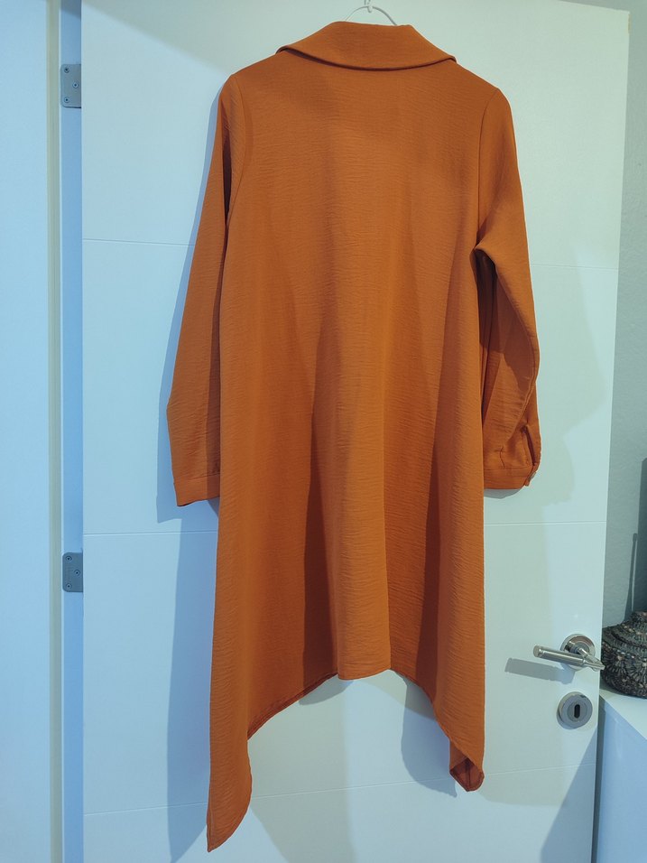 Düğmeli Uzun Kahverengi Kadın Tunik - Görsel 2