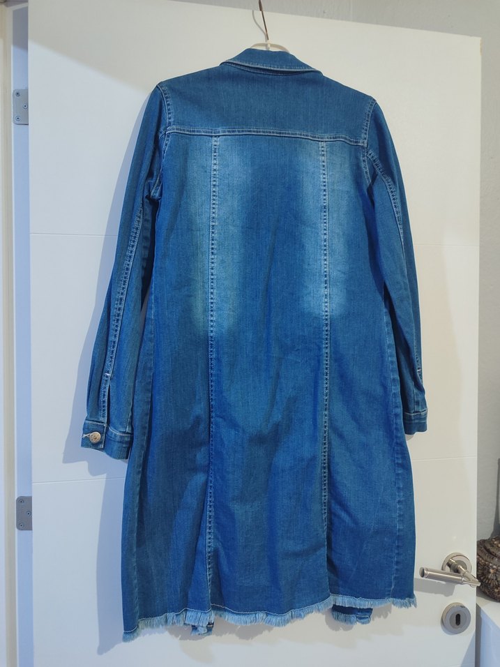 Kadın Mavi Denim Mini Ceket Düğmeli - Görsel 3