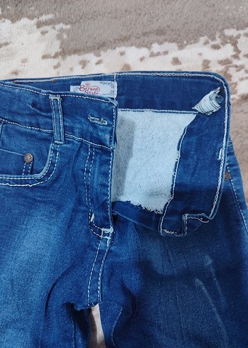 Kızlar İçin İşlemeli Parlak Mavi Kot Pantolon - Görsel 2