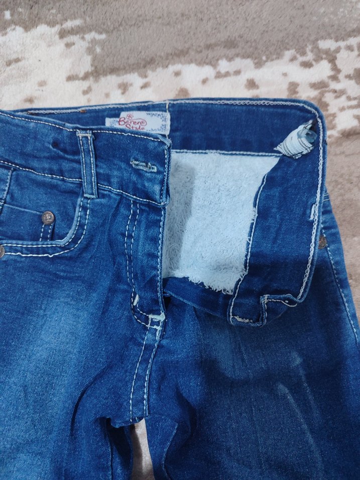 Kızlar İçin İşlemeli Parlak Mavi Kot Pantolon - Görsel 2