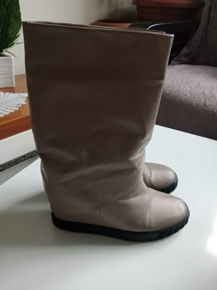 Bej Deri Kadın Stiletto Bot - Görsel 2