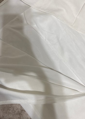 Beyaz Drapeli Straplez Uzun Elbise - Görsel 5