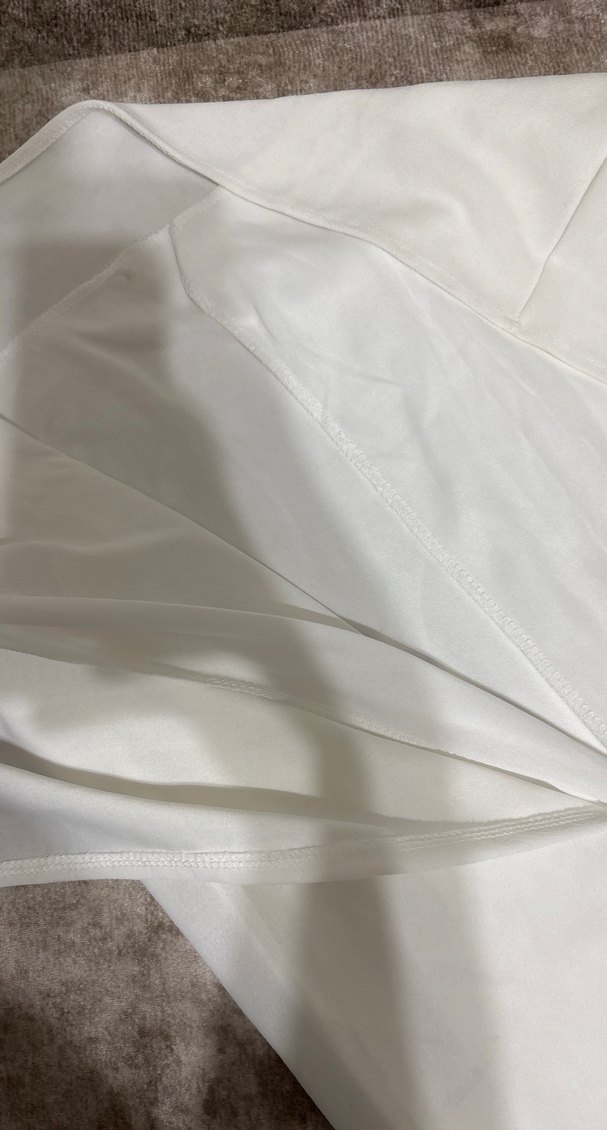 Beyaz Drapeli Straplez Uzun Elbise - Görsel 5