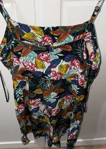 Bohem Mini Yaprak Desenli Kısa Tulum - Görsel 3