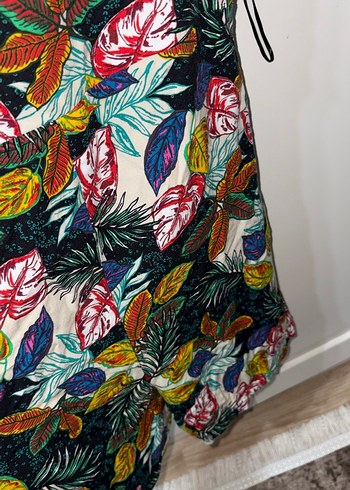 Bohem Mini Yaprak Desenli Kısa Tulum - Görsel 2