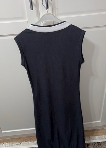 Siyah V Yakalı Uzun Spor Elbise - Görsel 3