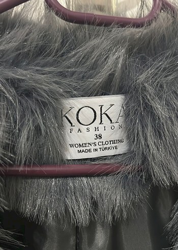 Gri Midi Kadın Suni Kürk Kaban - Görsel 4