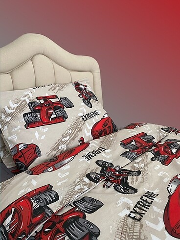 Arkelite Home Erkek Cocuk Kirmizi Arabali Motorlu 4 Parça Pamu