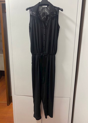 Dantel Detaylı Siyah Tulum - Görsel 4