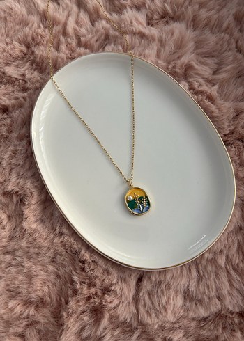 Accessorize Renkli Nakışlı Bohem Altın Kolye
