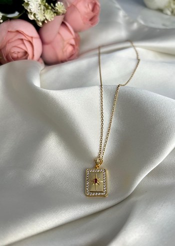 Accessorize Altın Renk Mini Kare Kolye
