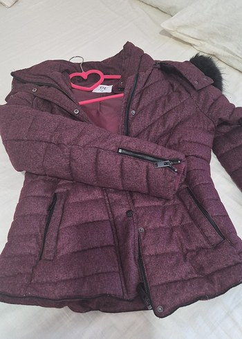 Kürklü Bordo Kadın Kışlık Mont - Görsel 2