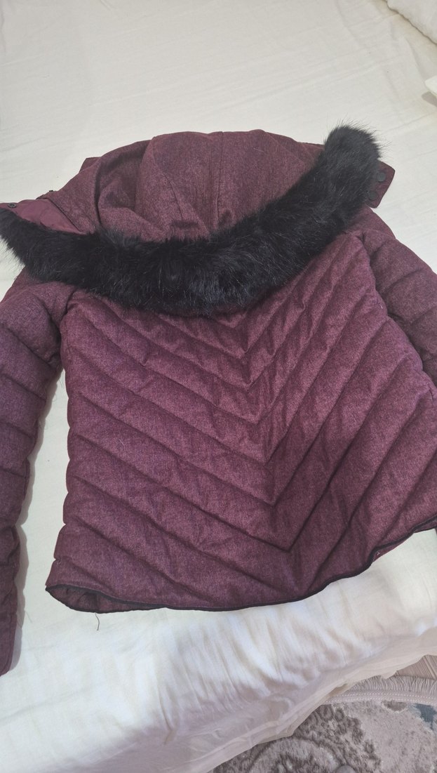 Kürklü Bordo Kadın Kışlık Mont - Görsel 4