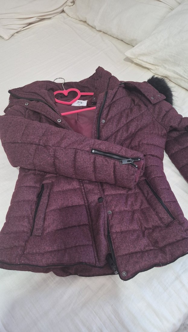 Kürklü Bordo Kadın Kışlık Mont - Görsel 2