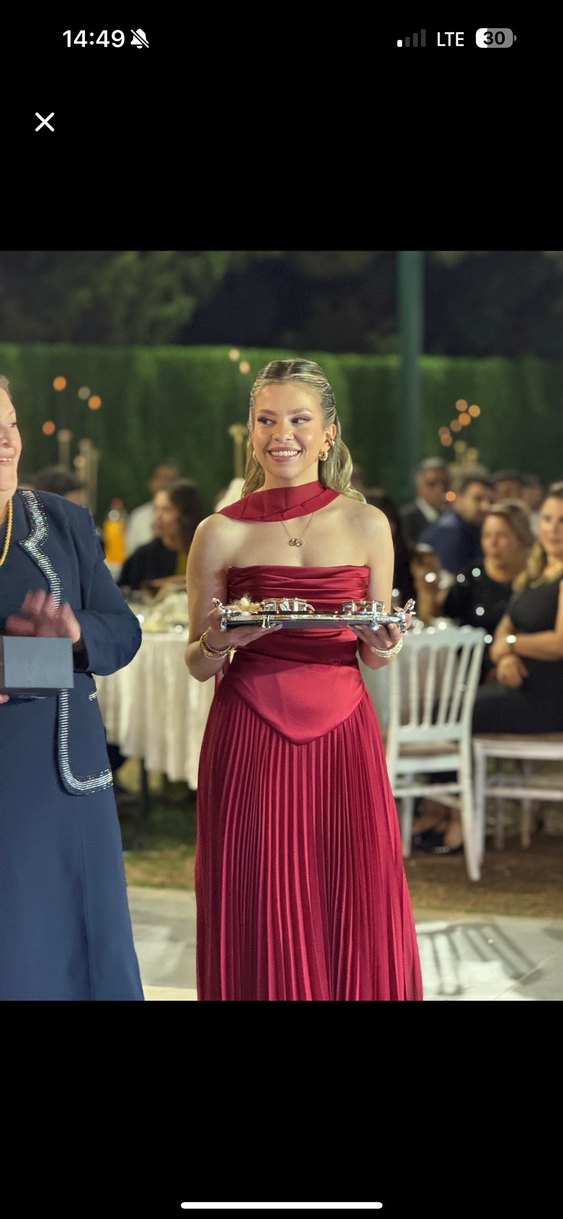 Bordo Drapeli Uzun Abiye Elbise - Görsel 5