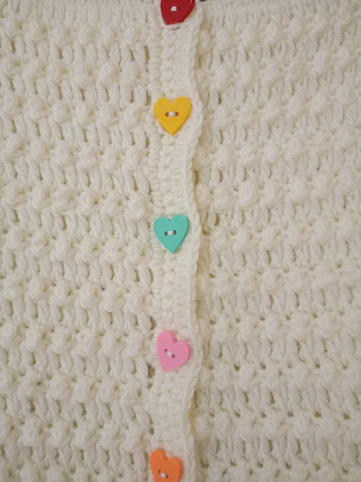 Kız Çocuk Beyaz Örgü Hırka - Görsel 3