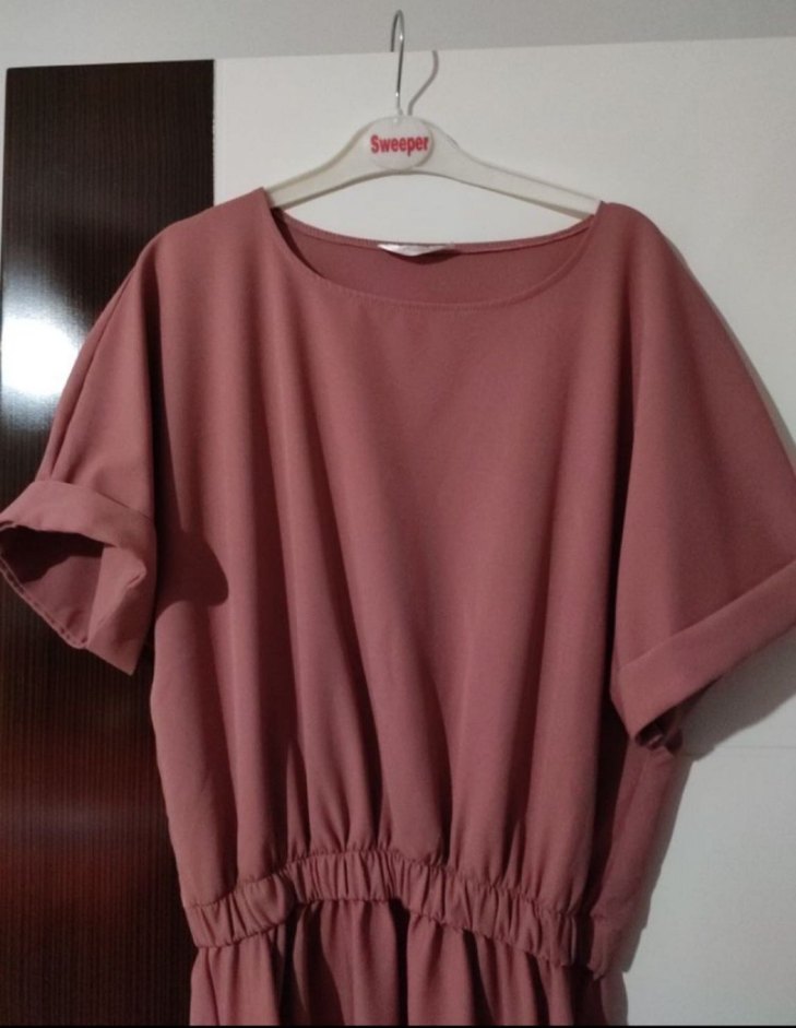 Pembe Dökümlü Salaş Uzun Elbise - Görsel 3