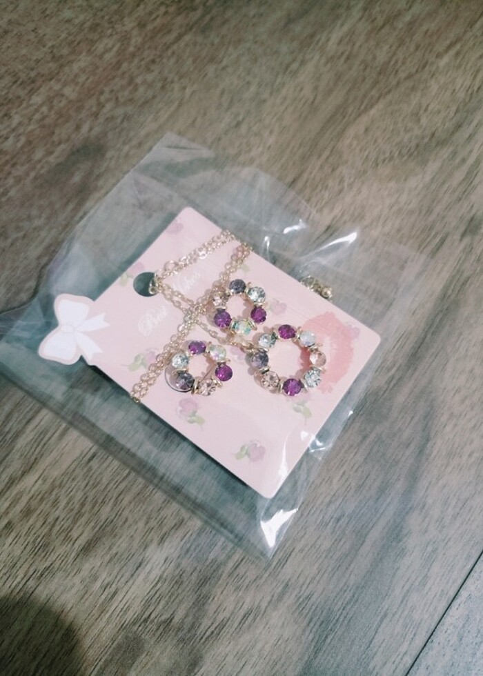 Taşlı kolye ve küpe  - Görsel 2