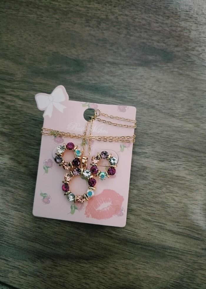 Taşlı kolye ve küpe  - Görsel 3