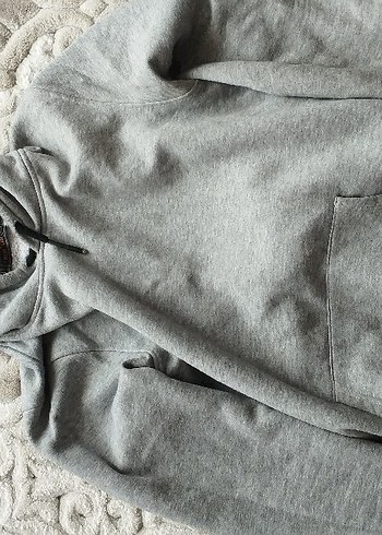 Siyah Gri Kapüşonlu Erkek Polar - Görsel 2