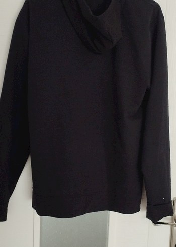 Siyah Fermuarlı Kapüşonlu Erkek Süet Sweatshirt - Görsel 4