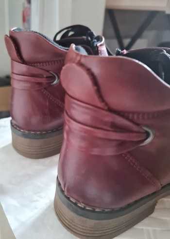 Bordo Deri Kadın Bot Greyder - Görsel 3