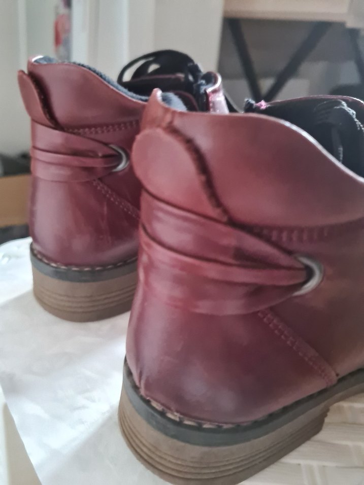 Bordo Deri Kadın Bot Greyder - Görsel 3