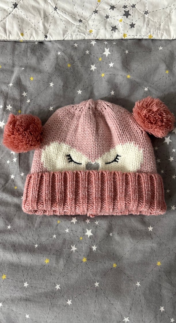 Pembe Nakışlı Örgü Çocuk Bere - Görsel 2