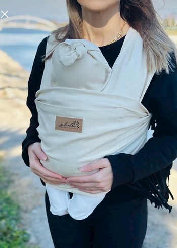 Krem rengi, cepli anakucağı, bebek taşıma sling - Görsel 2