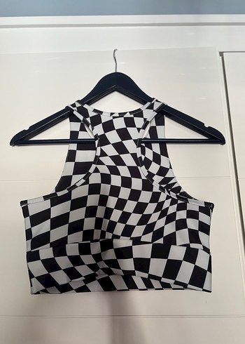 H&M Damen Karierter ärmelloser Crop Top