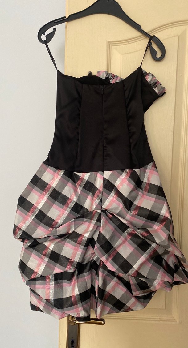 Pötikareli Midi Straplez Kadın Elbise - Görsel 2