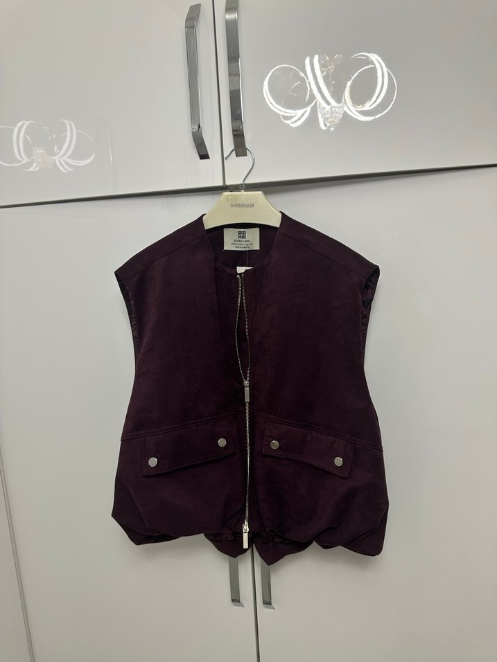 Bordo Süet  Kadın Yelek - Görsel 2