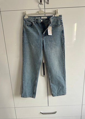 Kadın Mavi Denim Midi Boy Bol Kesim Jean - Görsel 5