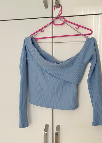 Mavi Drapeli Uzun Kollu Bluz - Görsel 5