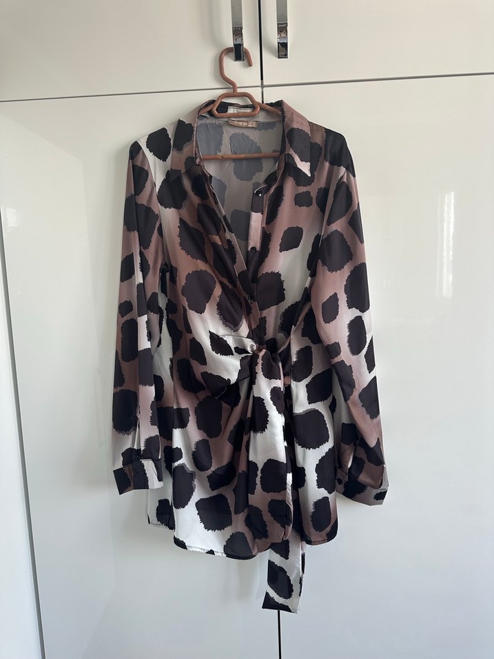 Düğmeli Bağlamalı Mini Kadın Gömlek pantolon - Görsel 2