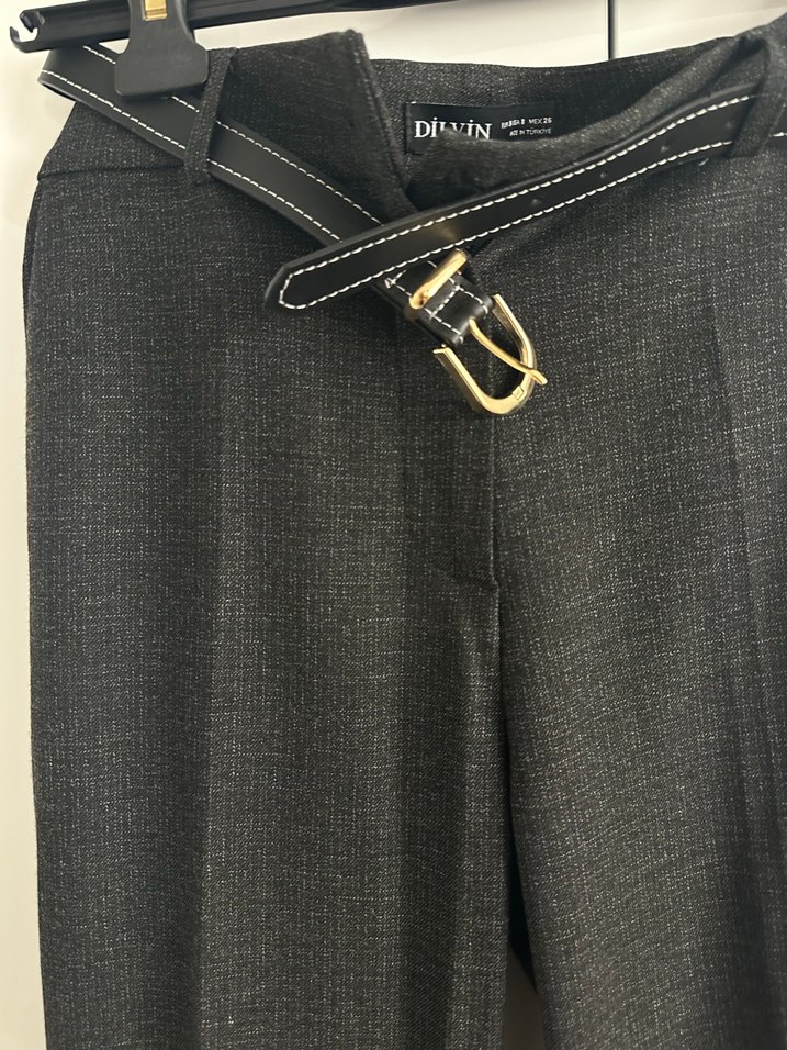 Dilvin  Gri Kumaş Kadın Pantolon - Görsel 2