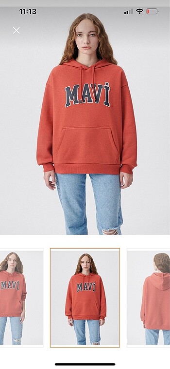 xs Beden Mavi sweatshirt