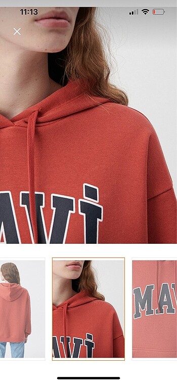 xs Beden kırmızı Renk Mavi sweatshirt