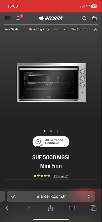 Arçelik mini fırın