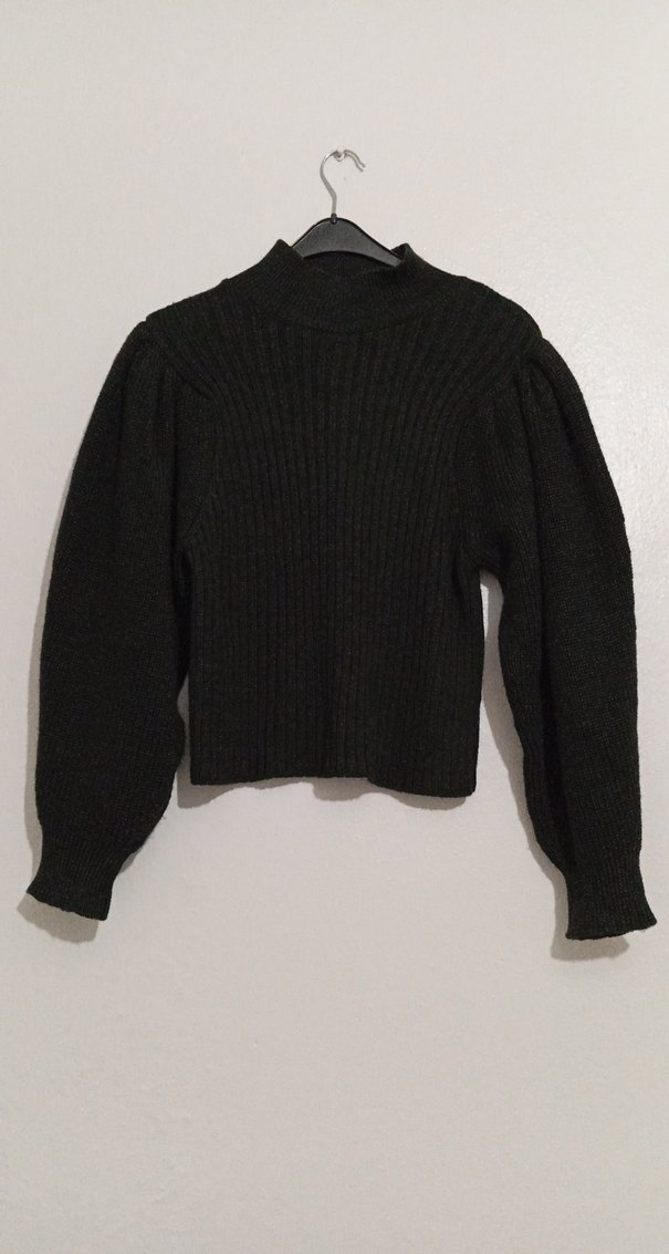 Köyü haki Örgü Kadın Triko Kazak - Görsel 2