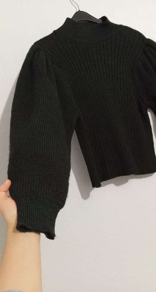 Köyü haki Örgü Kadın Triko Kazak - Görsel 3