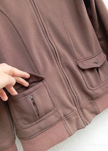 Kürklü Kapüşonlu Kahverengi Kadın Ceket - Görsel 4