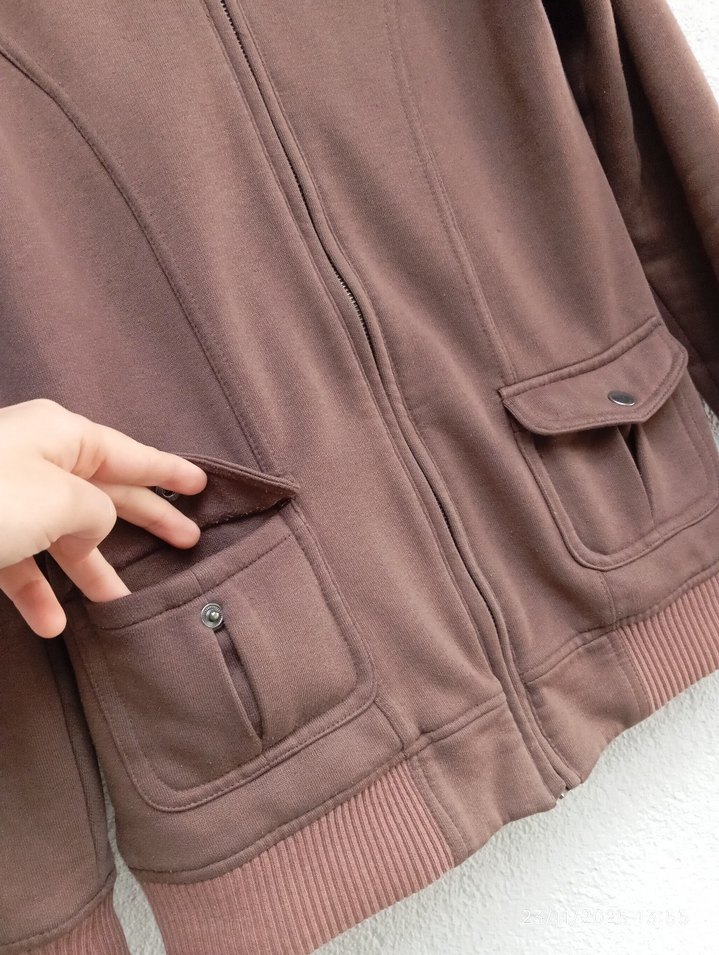 Kürklü Kapüşonlu Kahverengi Kadın Ceket - Görsel 4