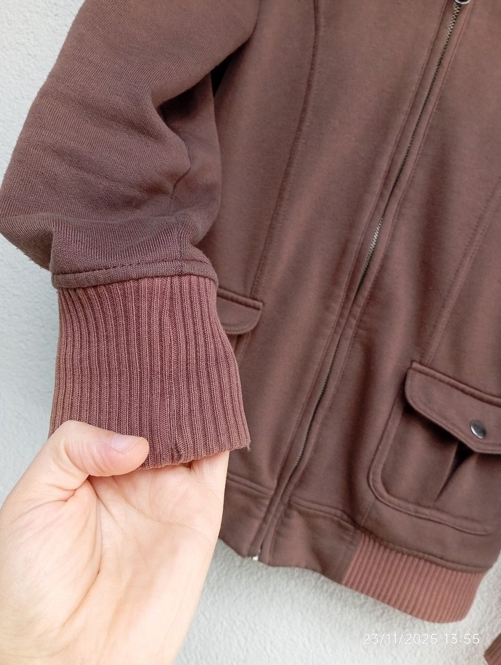 Kürklü Kapüşonlu Kahverengi Kadın Ceket - Görsel 3