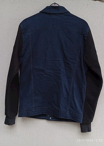 Erkek Lacivert Denim Ceket, Düğmeli, Uzun Kollu - Görsel 6